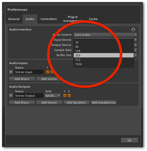 latencia buffer size